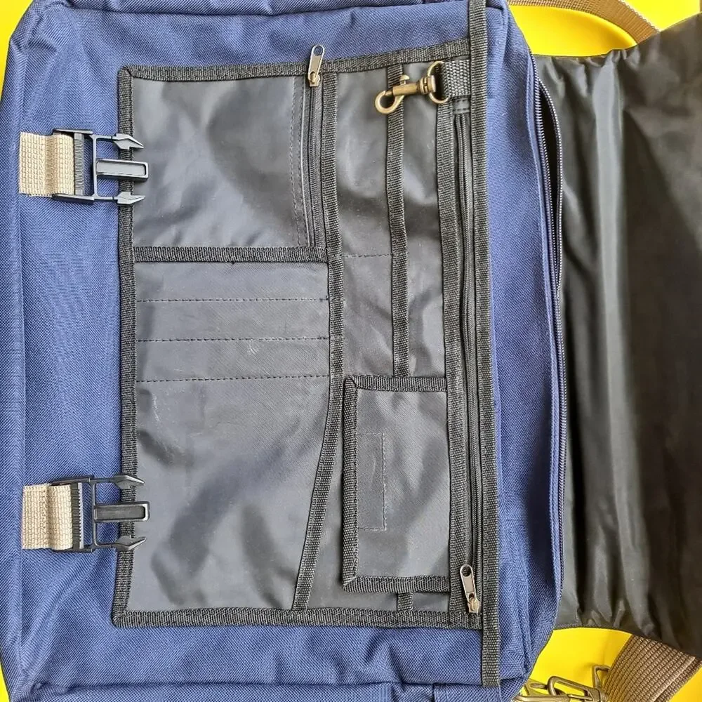 LEED'S Large Blue Multi-Compartment Laptop Bag w/ Secure Clasp Closure - OS